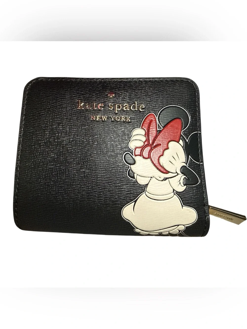 NWT Disney x Kate Spade Minnie Mouse Zip Around Small Wallet Black Multi K9326